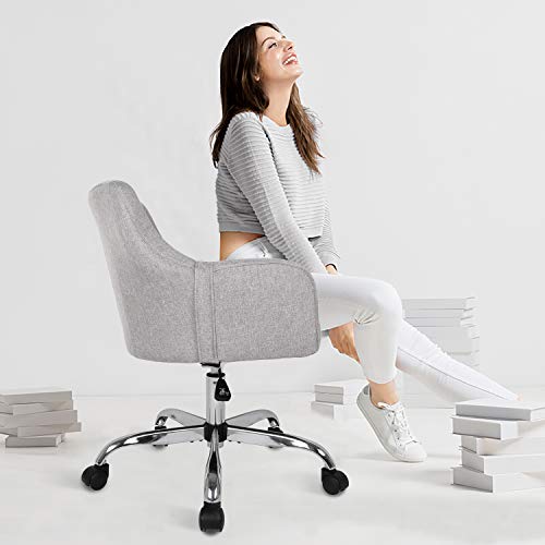 Home Office Chair Padded Computer Task Chair Adjustable Desk Chair with Swivel Casters for Office Leisure Grey