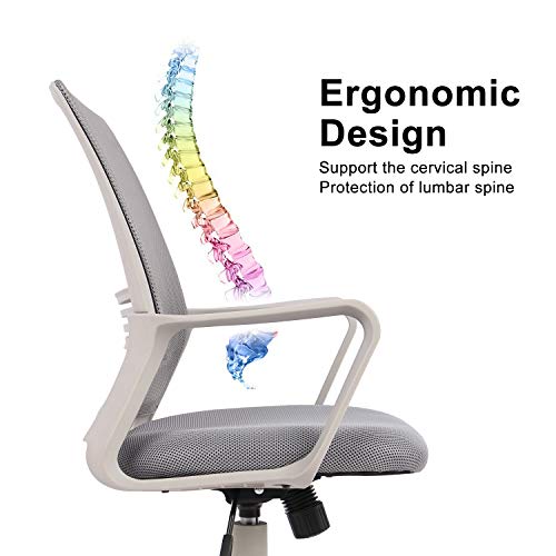Office Chair, Mid Back Mesh Office Computer Swivel Desk Task Chair, Ergonomic Executive Chair with Armrests