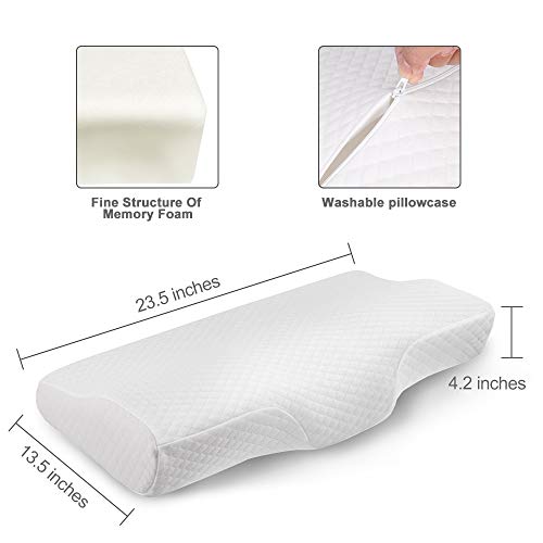 Memory Foam Pillows for Sleeping Contour Cervical Pillow Bed Pillow for Side, Back and Stomach Sleepers Standard Size Pillow