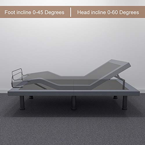 Adjustable Bed Base Frame Smart Electric Beds Foundation (Twin XL, Gray)