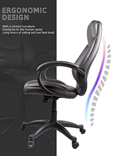 Ergonomic Adjustable Office Chair,Home Office Chair, PU Leather Executive Computer Chair Swivel Task Desk Chair High Back Desk Chair with Lumbar Support