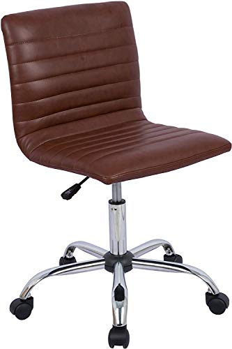 Home Office Chair, Computer Chair Adjustable Height Ribbed Low Back Armless Swivel Conference Room Task Desk Chairs, Brown