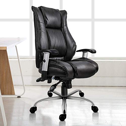 Office Chair Ergonomic Computer Bonded Leather Adjustable Desk Chair, Swivel Comfortable Rolling, Black