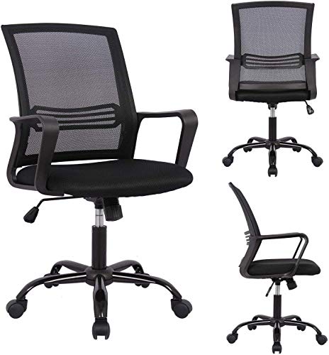Mid-Back Ergonomic Office Lumbar Support Mesh Computer Desk Task Chair with Armrests