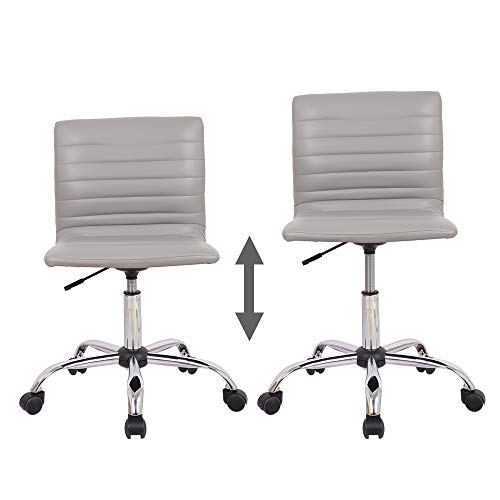 Home Office Chair, Computer Chair Adjustable Height Ribbed Low Back Armless Swivel Conference Room Task Desk Chairs, Grey
