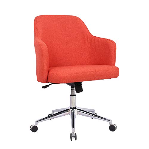 Home Office Chair, Upholstered Mid Back Support Swivel Computer Desk Task Chairs Adjustable Height with Armrests, Brick red