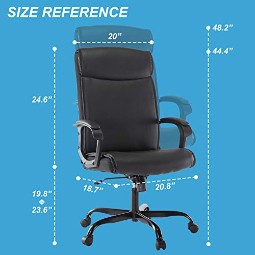Office Chair PU Leather Ergonomic Desk Chair Adjustable Task Chair High-Back Executive Swivel Chair Computer Chair with Armrests Headrest and Lumbar Support