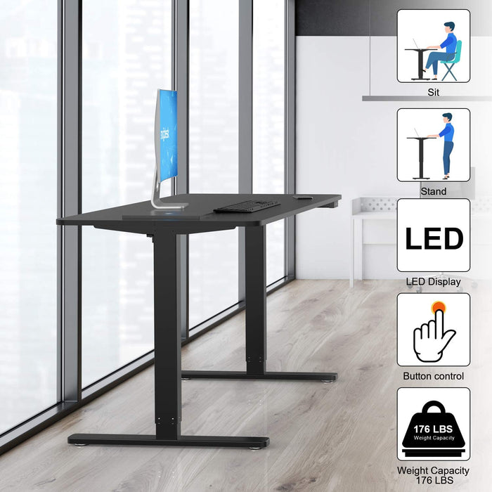 Standing Desk, 40 x 24 inches Computer Desk Electric Height Adjustable Table Home Office Desk with Splice Board and Black Frame