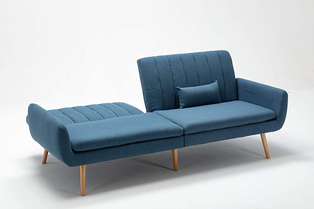 Sofa Futon Bed, Convertible Sleeper Couch Fabric Sofa, Daybed Foldable Memory Foam Couch Sleeper Folding Futon Sofa Bed for Living Room,Blue