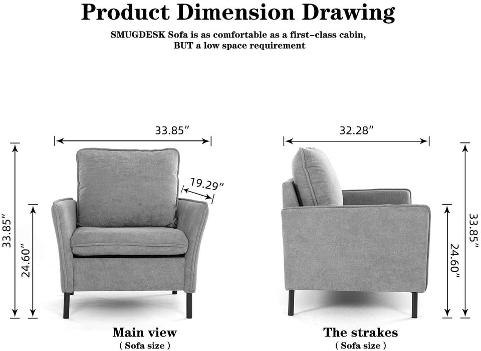 Accent Fabric Chair, Modern Upholstered Arm Chair Single Sofa Couch for Living Room, Club, Bedroom