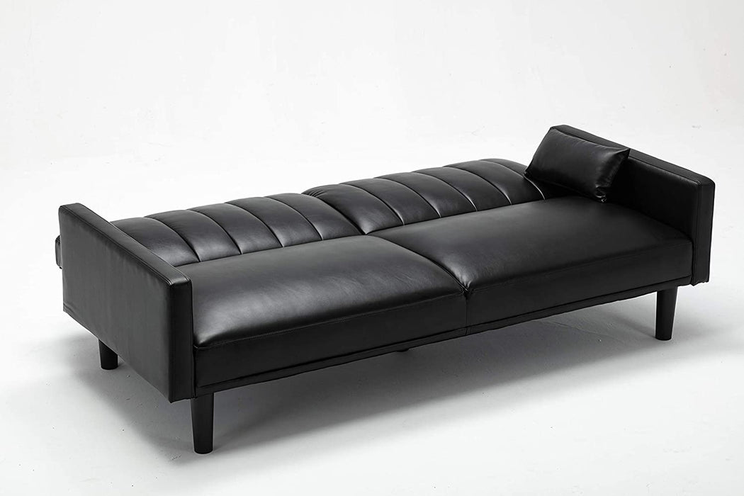 Sofa Futon Bed PU Leather Upholstered Futon Couch Sleeper Sofa Convertible Folding Futon Couch Bed Daybed Loveseat for Living Room, Apartment, Dorm