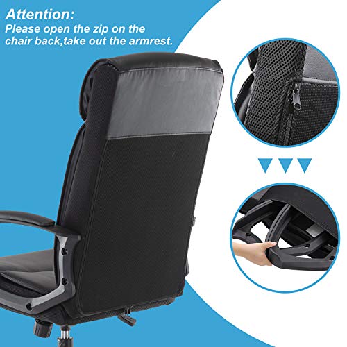 Office Chair PU Leather Ergonomic Desk Chair Adjustable Task Chair High-Back Executive Swivel Chair Computer Chair with Armrests Headrest and Lumbar Support