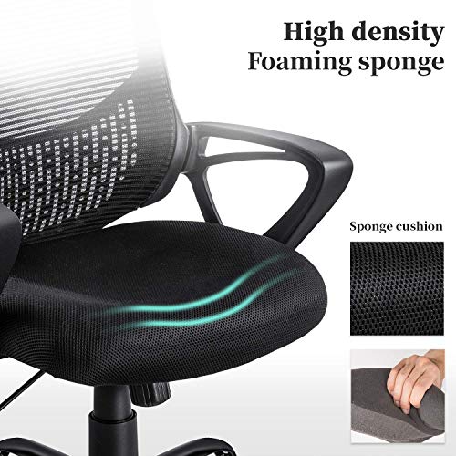 Ergonomic Office Chair Lumbar Support Mesh Chair Computer Desk Task Chair with Armrests