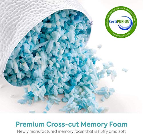 Shredded Memory Foam Pillow Cooling Bed Pillows for Sleeping with Washable Removable Pillowcase for Side Back Sleepers - Queen