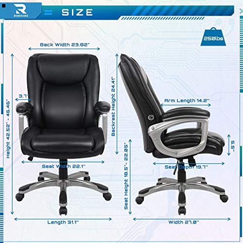 Executive Office Chair - Adjustable Height Built-in Lumbar Support Tilt Angle Computer Desk Chair, Swivel Task Thick Padded for Comfort with Casters