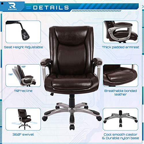 Executive Office Chair - Adjustable Height Built-in Lumbar Support Tilt Angle Computer Desk Chair, Swivel Task Thick Padded for Comfort