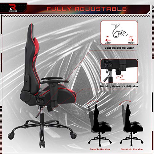 Massage Computer Gaming Chair-High Back PU Leather Racing Desk Office Chair, Swivel Adjustable Armrest Soft Headrest&Backrest Ergonomic