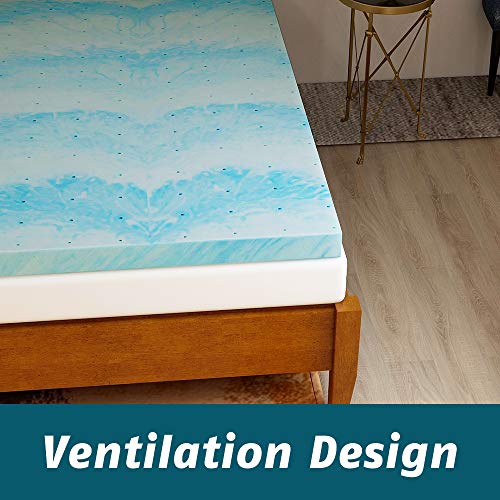 Mattress Topper Twin, 3-Inch Cool Swirl Gel Twin Size Mattress Topper, CertiPUR-US Certified, Blue