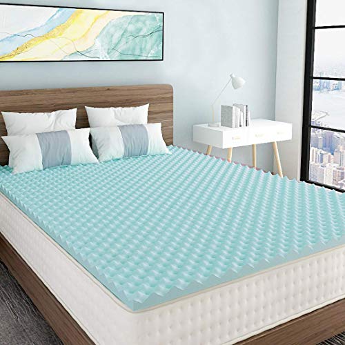 Milemont 1.5 inch Mattress Topper,Egg Crate Design Gel Swirl Memory Foam Bed Topper for Pressure Relief King Size