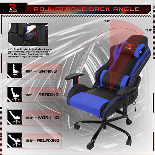 Massage Computer Gaming Chair-High Back PU Leather Racing Desk Office Chair, Swivel Adjustable Armrest Soft Headrest&Backrest Ergonomic