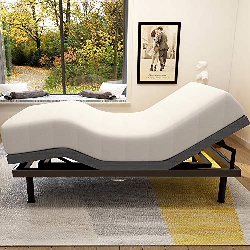 Adjustable Bed Base Frame Smart Electric Beds Foundation (Twin XL, Gray)