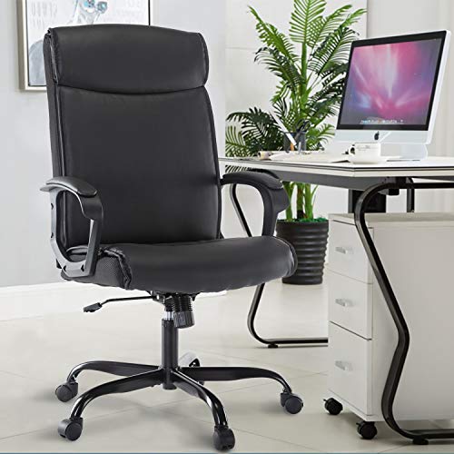 Office Chair PU Leather Ergonomic Desk Chair Adjustable Task Chair High-Back Executive Swivel Chair Computer Chair with Armrests Headrest and Lumbar Support