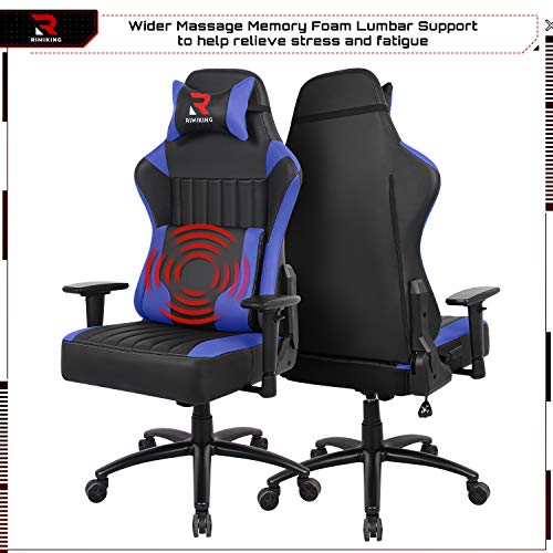 High Back Gaming Chair- Big Tall Ergonomic Adjustable Tilt Angle and 2D Arms Racing Executive Computer Desk Office Chair Rocking Metal Base Wide Backrest&Headrest