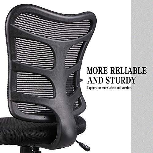 0581F Ergonomic Office Mesh Computer Desk Swivel Task Chair with Armrests and Lumbar Support, Black