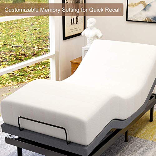 Adjustable Bed Base Frame Smart Electric Beds Foundation (Twin XL, Gray)