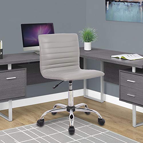 Home Office Chair, Computer Chair Adjustable Height Ribbed Low Back Armless Swivel Conference Room Task Desk Chairs, Grey
