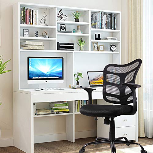 0581F Ergonomic Office Mesh Computer Desk Swivel Task Chair with Armrests and Lumbar Support, Black