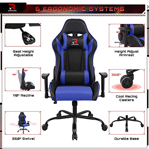 Massage Computer Gaming Chair-High Back PU Leather Racing Desk Office Chair, Swivel Adjustable Armrest Soft Headrest&Backrest Ergonomic