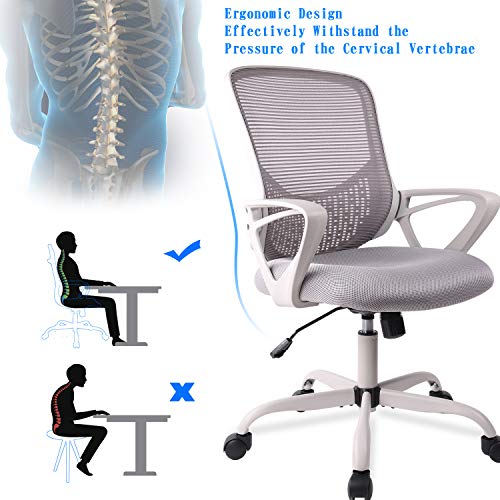Office Chair, Ergonomic Desk Chair Computer Task Chair Mesh with Armrests Mid-Back for Home Office Conference Study Room, Gray