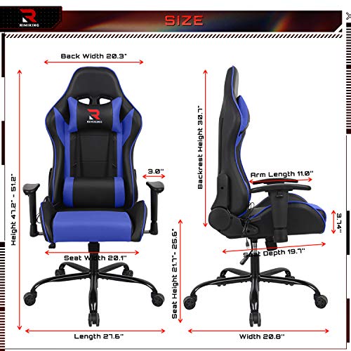 Massage Computer Gaming Chair-High Back PU Leather Racing Desk Office Chair, Swivel Adjustable Armrest Soft Headrest&Backrest Ergonomic