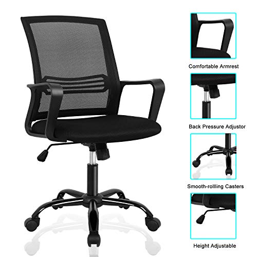 Office Chair, Mesh Office Computer Swivel Desk Task Chair, Ergonomic Executive Chair with Armrests