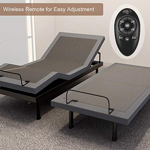 Adjustable Bed Base Frame Smart Electric Beds Foundation (Twin XL, Gray)