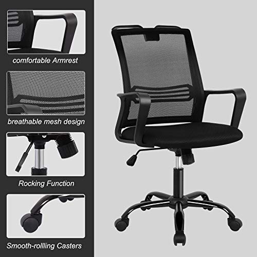 Office Chair, Mid-Back Breathable Mesh Office Desk Computer Desk Chair with Lumbar Support