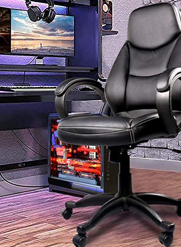Ergonomic Adjustable Office Chair,Home Office Chair, PU Leather Executive Computer Chair Swivel Task Desk Chair High Back Desk Chair with Lumbar Support
