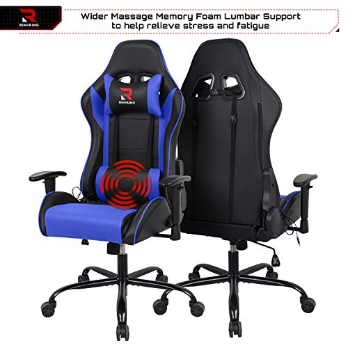 Massage Computer Gaming Chair-High Back PU Leather Racing Desk Office Chair, Swivel Adjustable Armrest Soft Headrest&Backrest Ergonomic