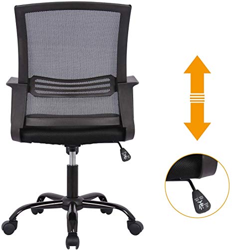 Mid-Back Ergonomic Office Lumbar Support Mesh Computer Desk Task Chair with Armrests