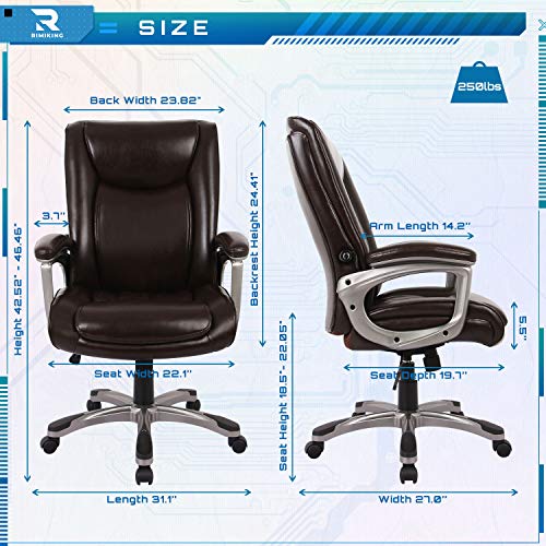 Executive Office Chair - Adjustable Height Built-in Lumbar Support Tilt Angle Computer Desk Chair, Swivel Task Thick Padded for Comfort