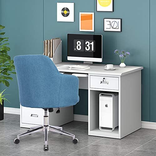 Home Office Chair, Upholstered Mid Back Support Swivel Computer Desk Task Chairs Adjustable Height with Armrests, Navy