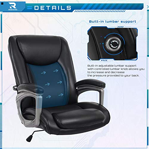 Executive Office Chair - Adjustable Height Built-in Lumbar Support Tilt Angle Computer Desk Chair, Swivel Task Thick Padded for Comfort with Casters