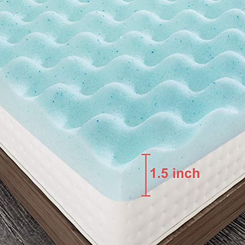 Milemont 1.5 inch Mattress Topper,Egg Crate Design Gel Swirl Memory Foam Bed Topper for Pressure Relief King Size
