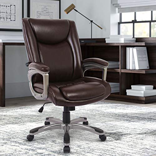 Executive Office Chair - Adjustable Height Built-in Lumbar Support Tilt Angle Computer Desk Chair, Swivel Task Thick Padded for Comfort