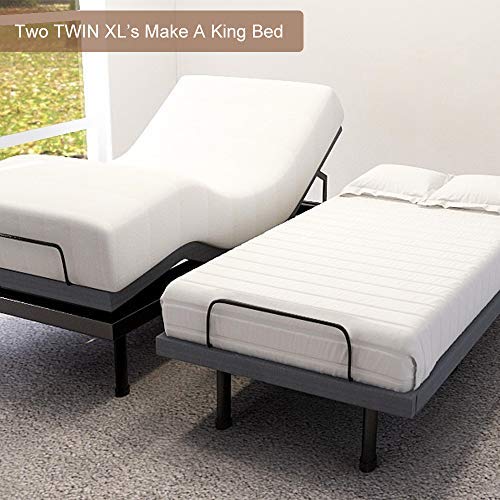 Adjustable Bed Base Frame Smart Electric Beds Foundation (Twin XL, Gray)