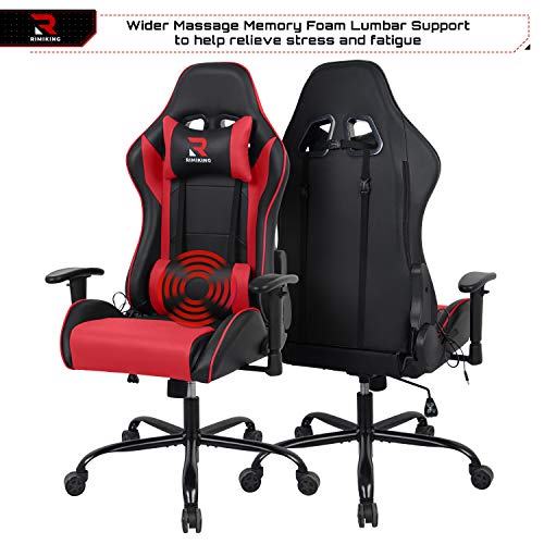 Massage Computer Gaming Chair-High Back PU Leather Racing Desk Office Chair, Swivel Adjustable Armrest Soft Headrest&Backrest Ergonomic