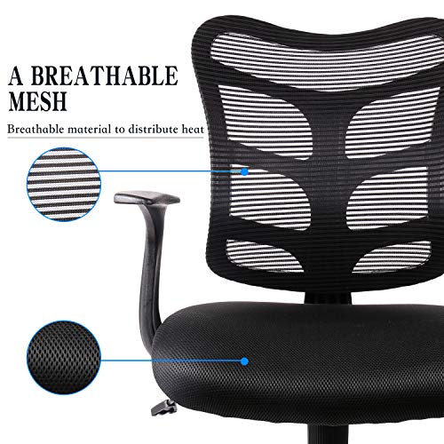 0581F Ergonomic Office Mesh Computer Desk Swivel Task Chair with Armrests and Lumbar Support, Black