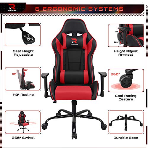Massage Computer Gaming Chair-High Back PU Leather Racing Desk Office Chair, Swivel Adjustable Armrest Soft Headrest&Backrest Ergonomic