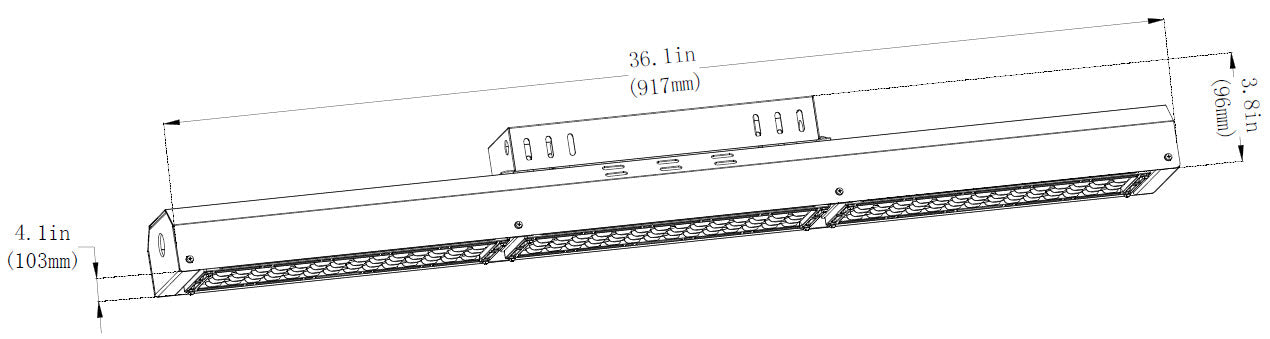 LOD-MSL-LHB150W-50KD - ASSEMBLED IN USA SERIES 150W LED LINEAR HIGH BAY, 5000K 21,750LM, 145LM/W, 100-277VAC, IP66, CRI 70, BEAM ANGLE 90 DEGREES, ETL & DLC PREMIUM LISTED